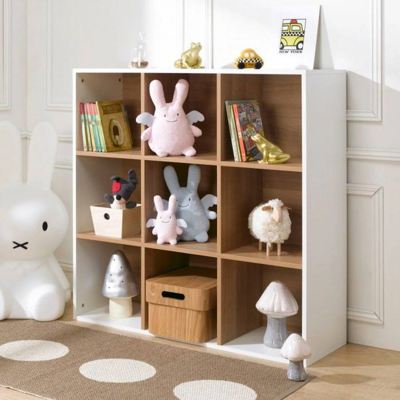9 cases de rangement effet bois blanc Tom & Apolline blanc - Alfred & Compagnie