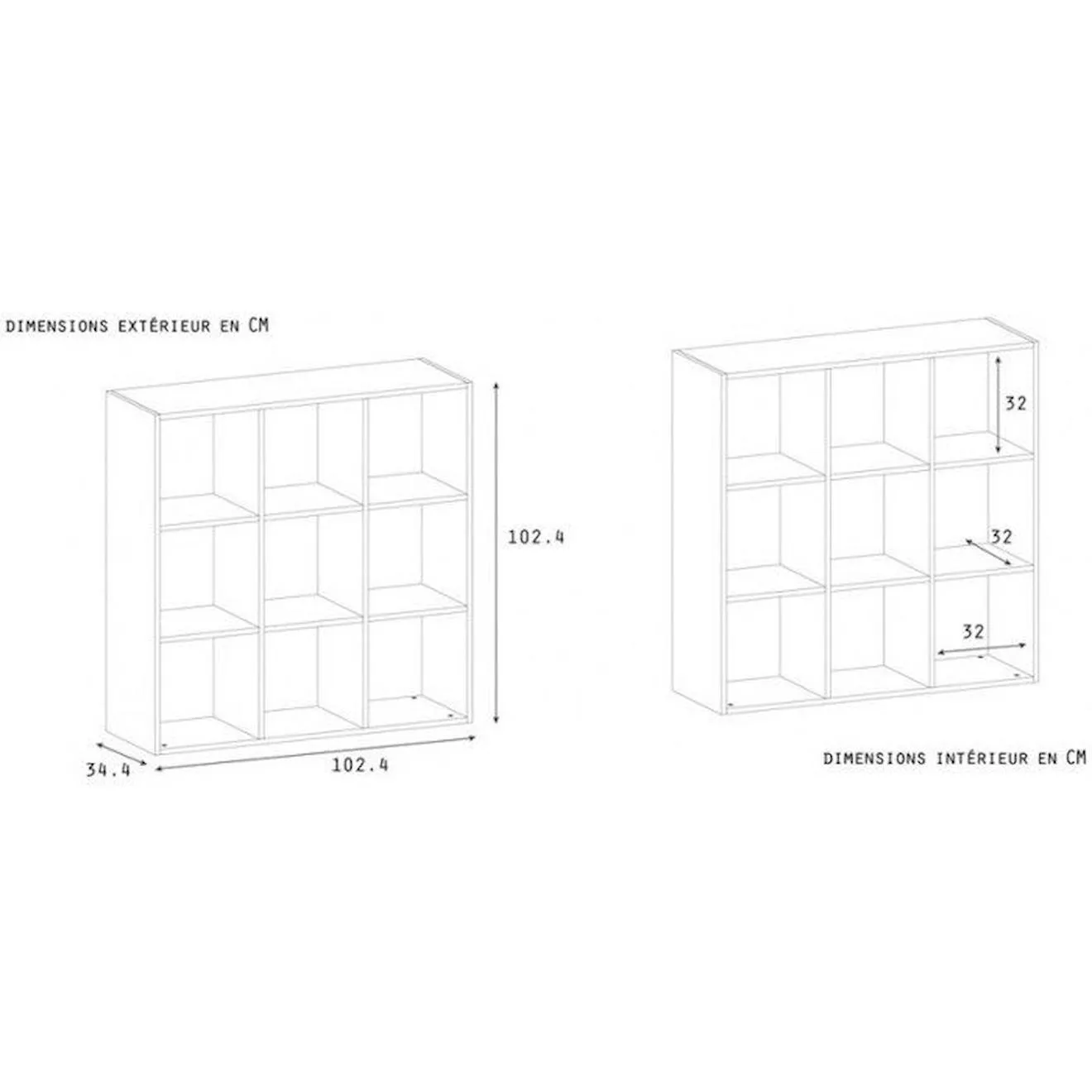 9 cases de rangement effet bois blanc Tom & Apolline blanc - Alfred & Compagnie