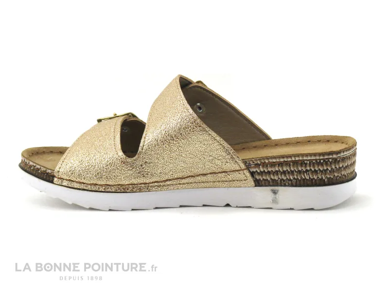 Achat chaussures Inblu Femme Mule, vente Inblu OF08H401 Platine - Or - Brides a boucles - Mule Femme