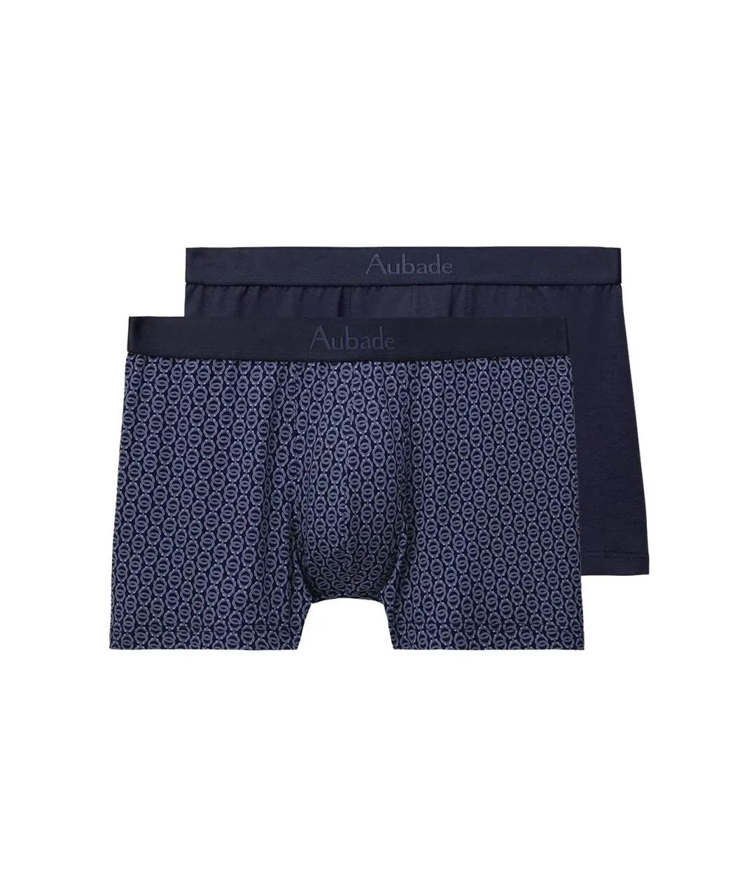 AUBADEMEN Lot de 2 Boxers Homme Coton Modal DUO MINI Bleu Marine