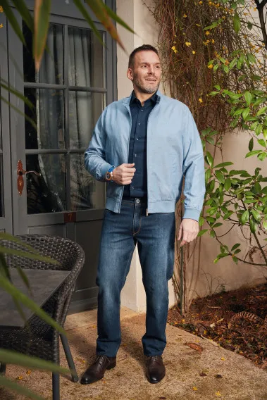Blouson lin HANOT bleu clair Couleur Bleu Taille 44