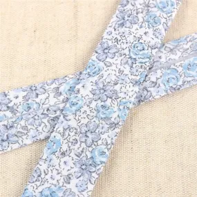 Bobine 25m biais fleurettes bleu 20mm