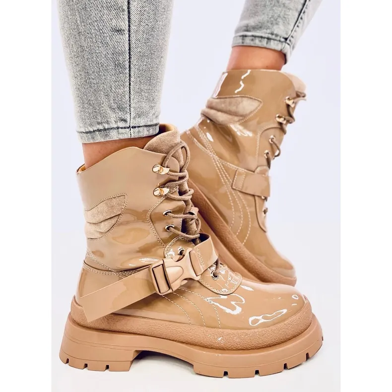 Boots Jens Kaki vernies militaires beige
