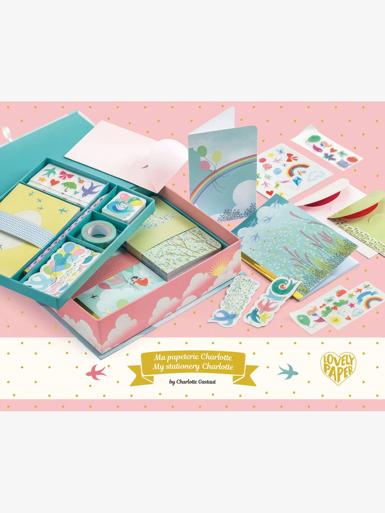 Coffret papeterie Charlotte DJECO bleu - Djeco