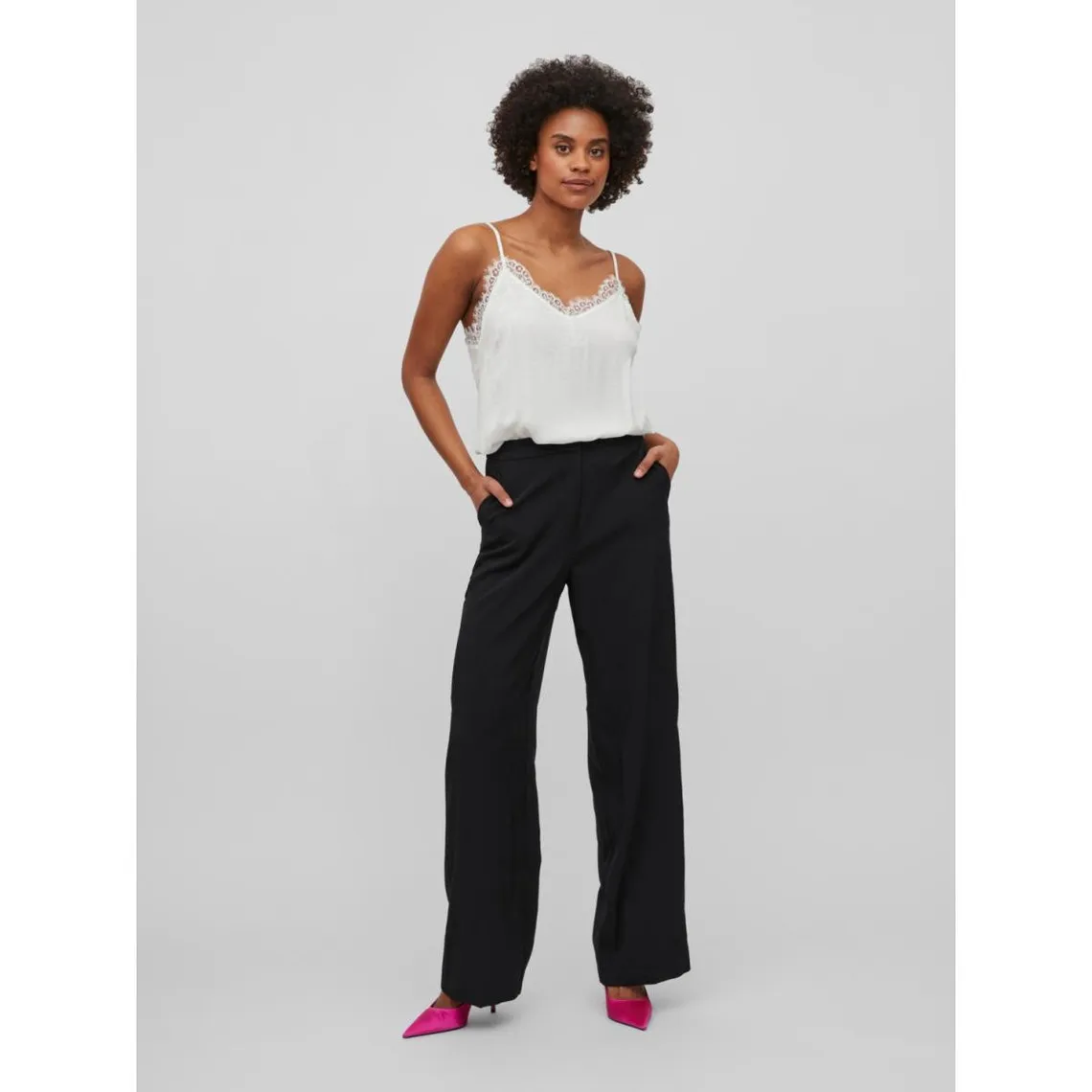 Débardeur spaghetti regular fit col en v blanc | 3 Suisses