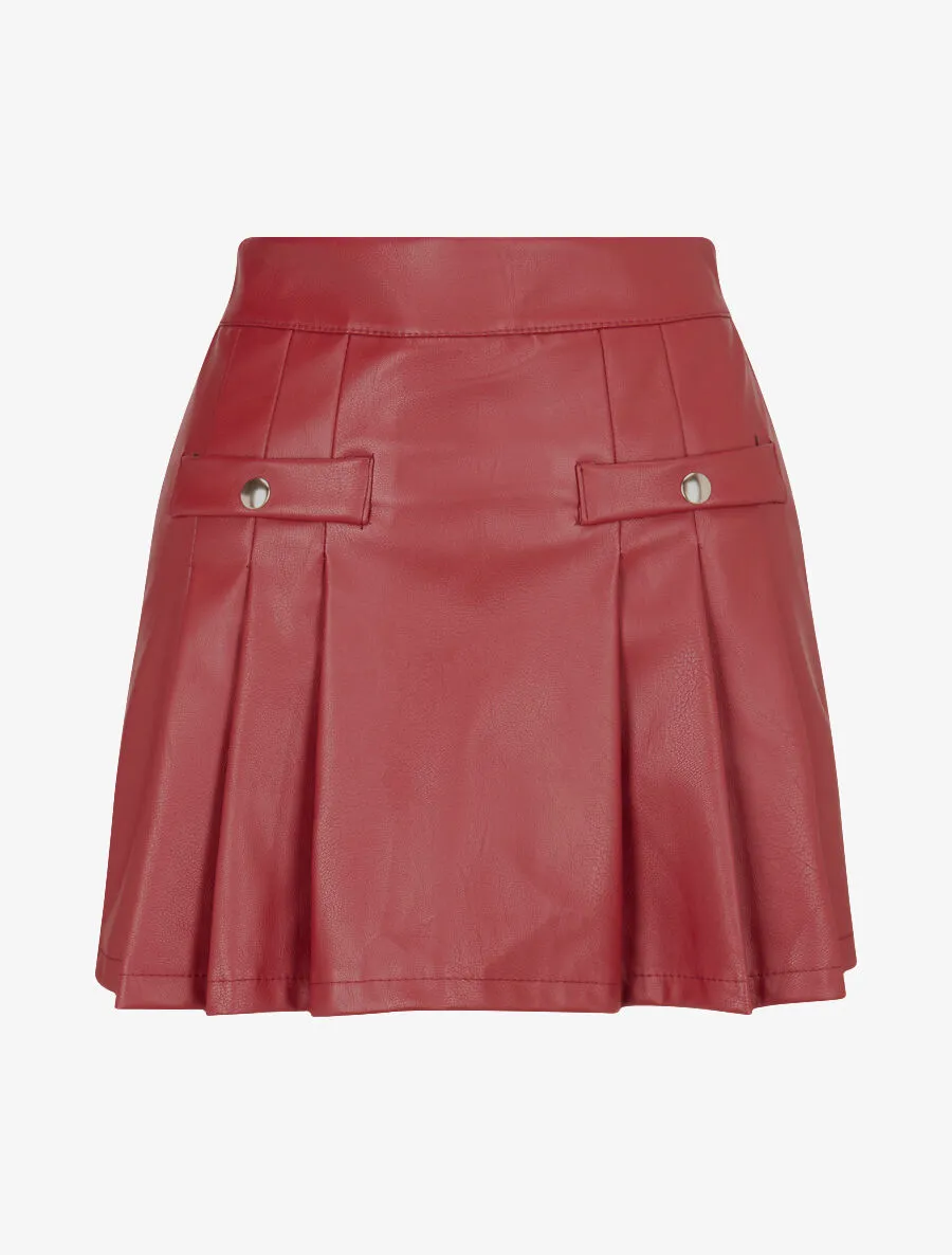 Jupe short plissée en simili