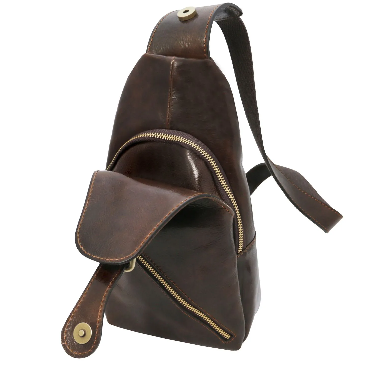 Kevin Sac Bandoulière en Cuir Marron Foncé TL142195