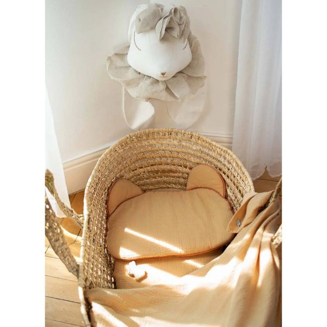 Oreiller bébé plat ourson en gaze de coton, Jeanne Beige TU beige - Sevira Kids
