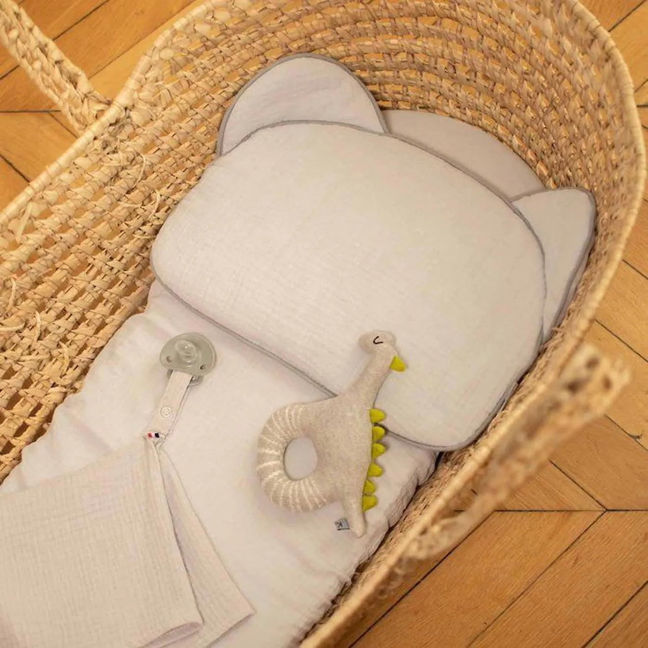 Oreiller bébé plat ourson en gaze de coton, Jeanne Beige TU beige - Sevira Kids