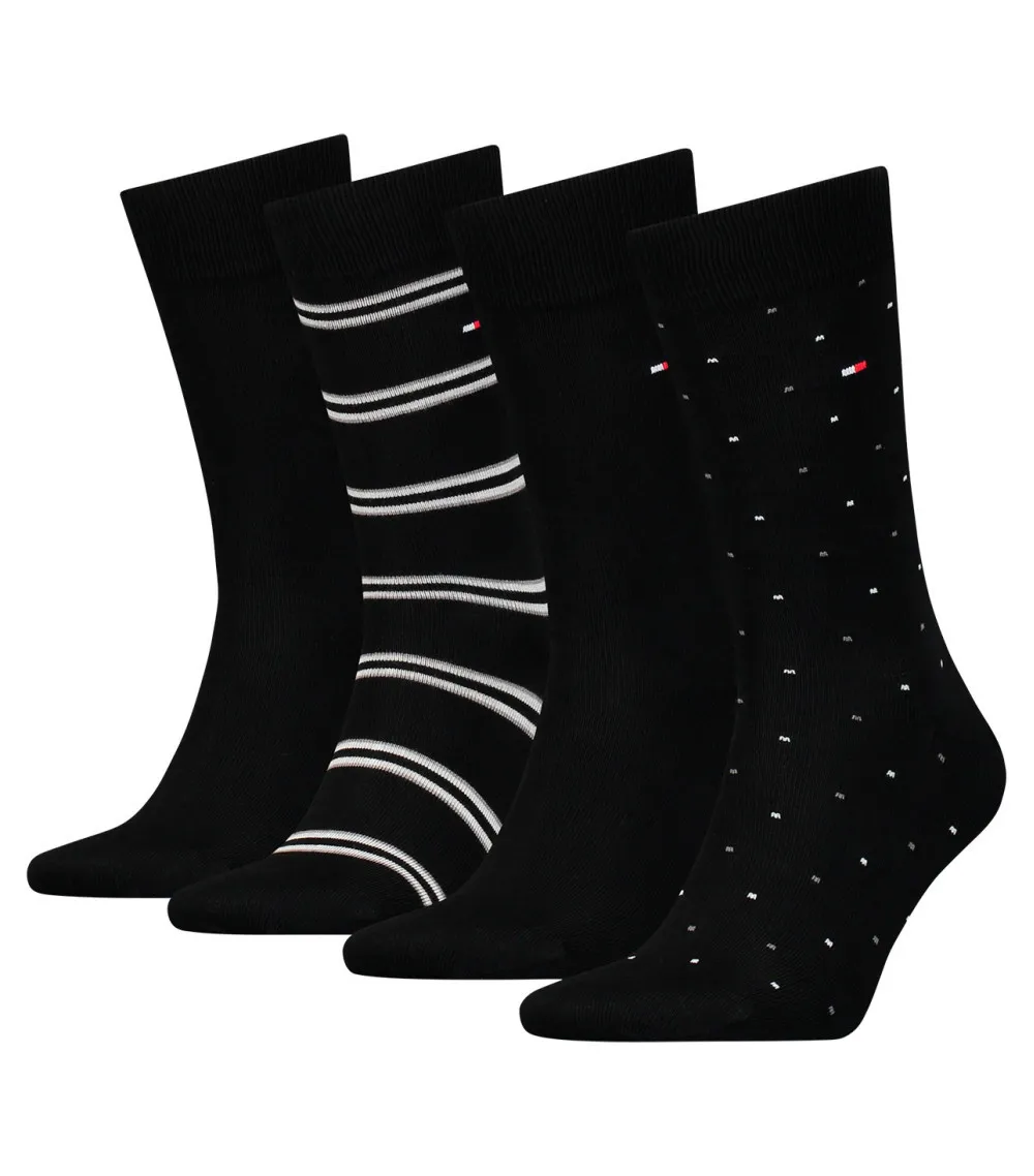 Paires de chaussettes Tommy Hilfiger en coton mélangé noires, lot de 4