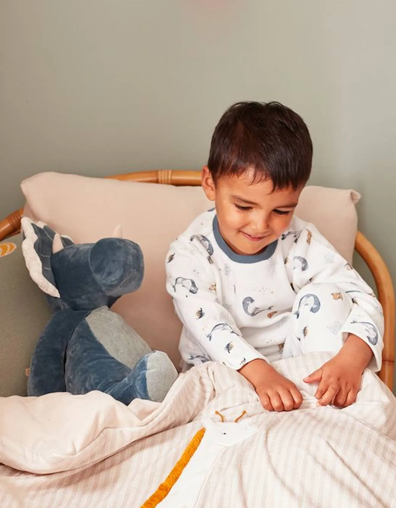 Peluche - NOUKIE'S - Tiga, Stegi & Ops - 25 cm - Bleu - Pour bébé bleu - Noukies