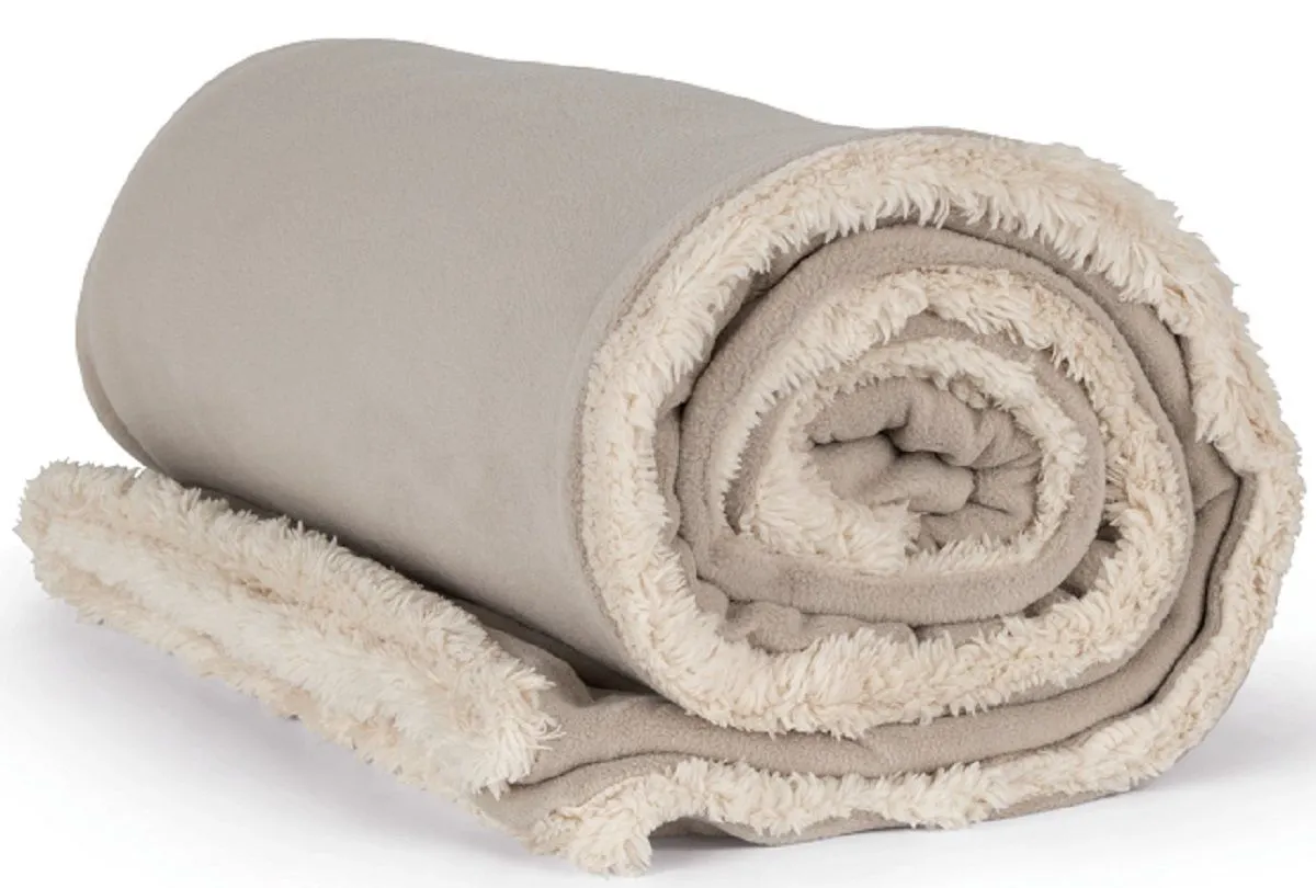 Plaid couverture polaire sherpa - KP431 - beige 