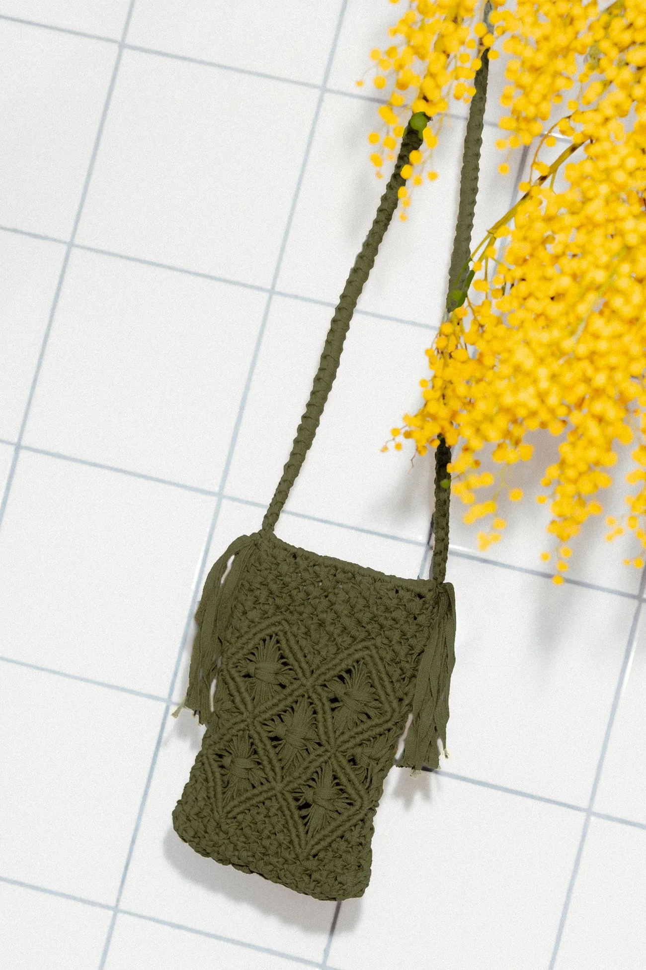 Pochette en macramé Femme - Kaki