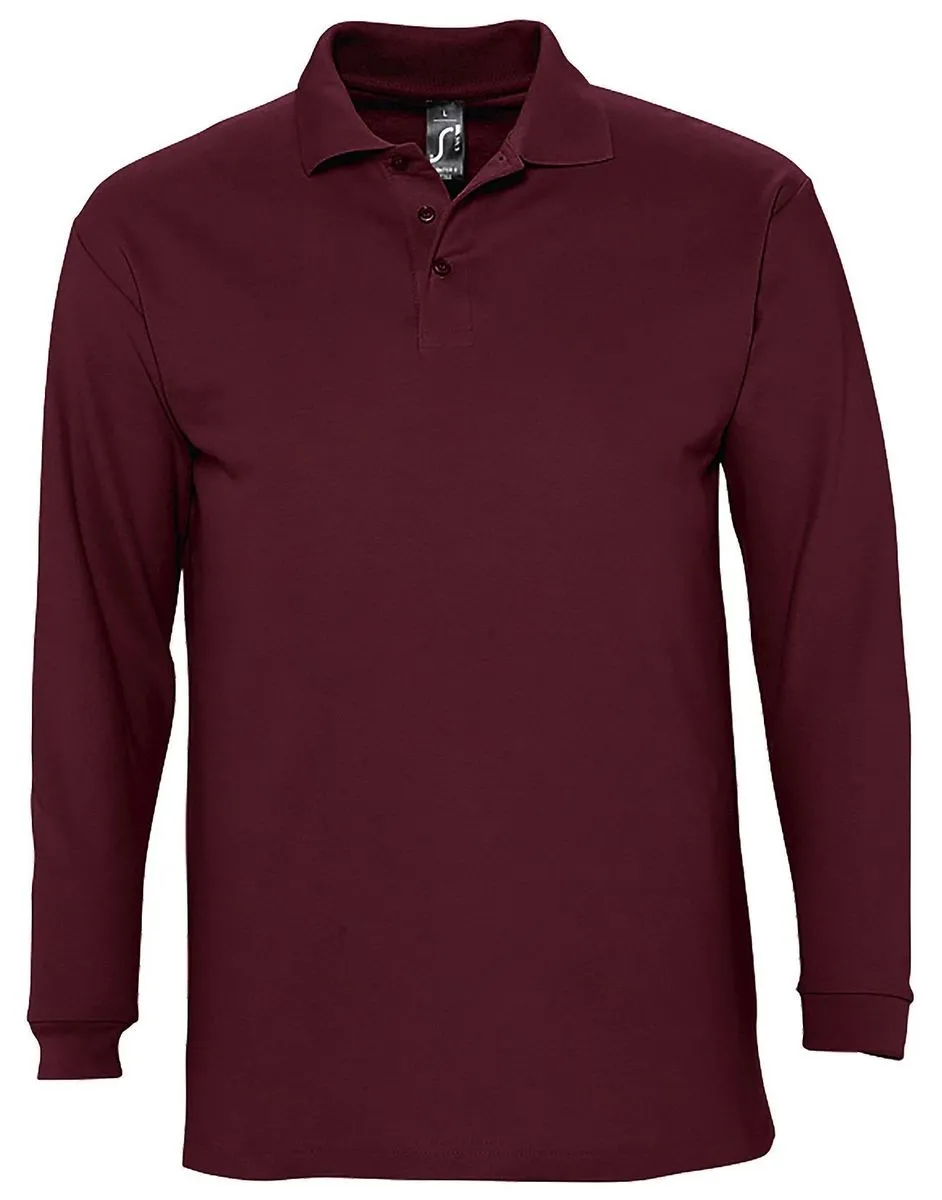 Polo manches longues - Homme - 11353 - rouge bordeaux 