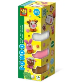 Pâte à modeler FunDo - Animaux de la ferme (3x90gr-1x40gr) - SES CREATIVE - Interactive pour les jeunes enfants.