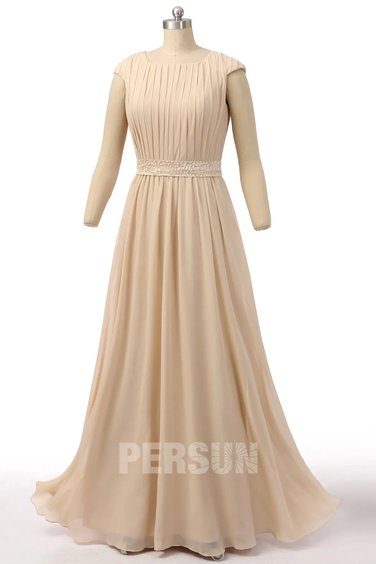 Robe de célébrité Princesse Kate col bateau plissé en mousseline