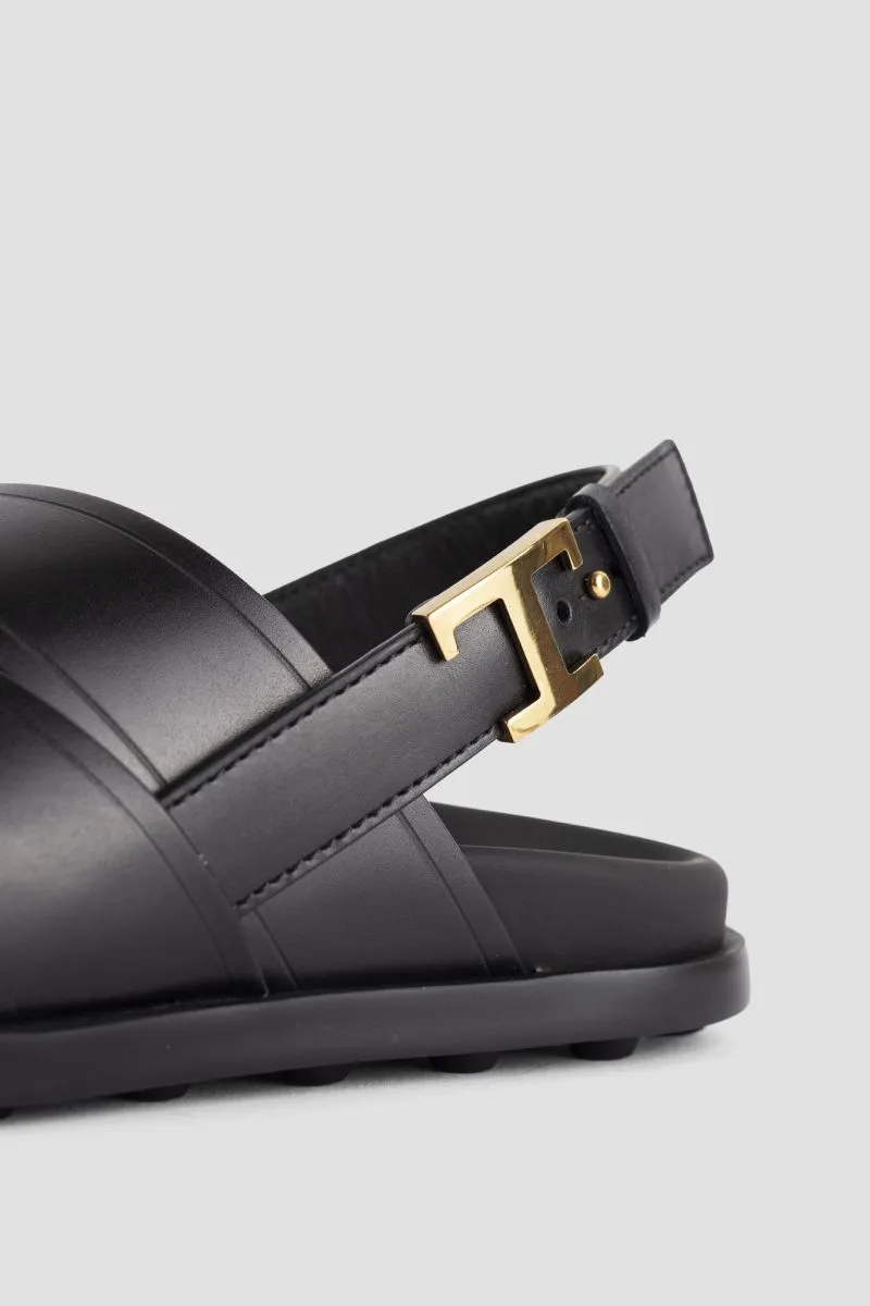 Sandales en cuir noir