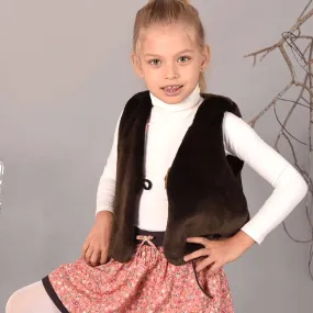 Shepherd’s vest girl | brown imitation fur | PETITE BERGERE