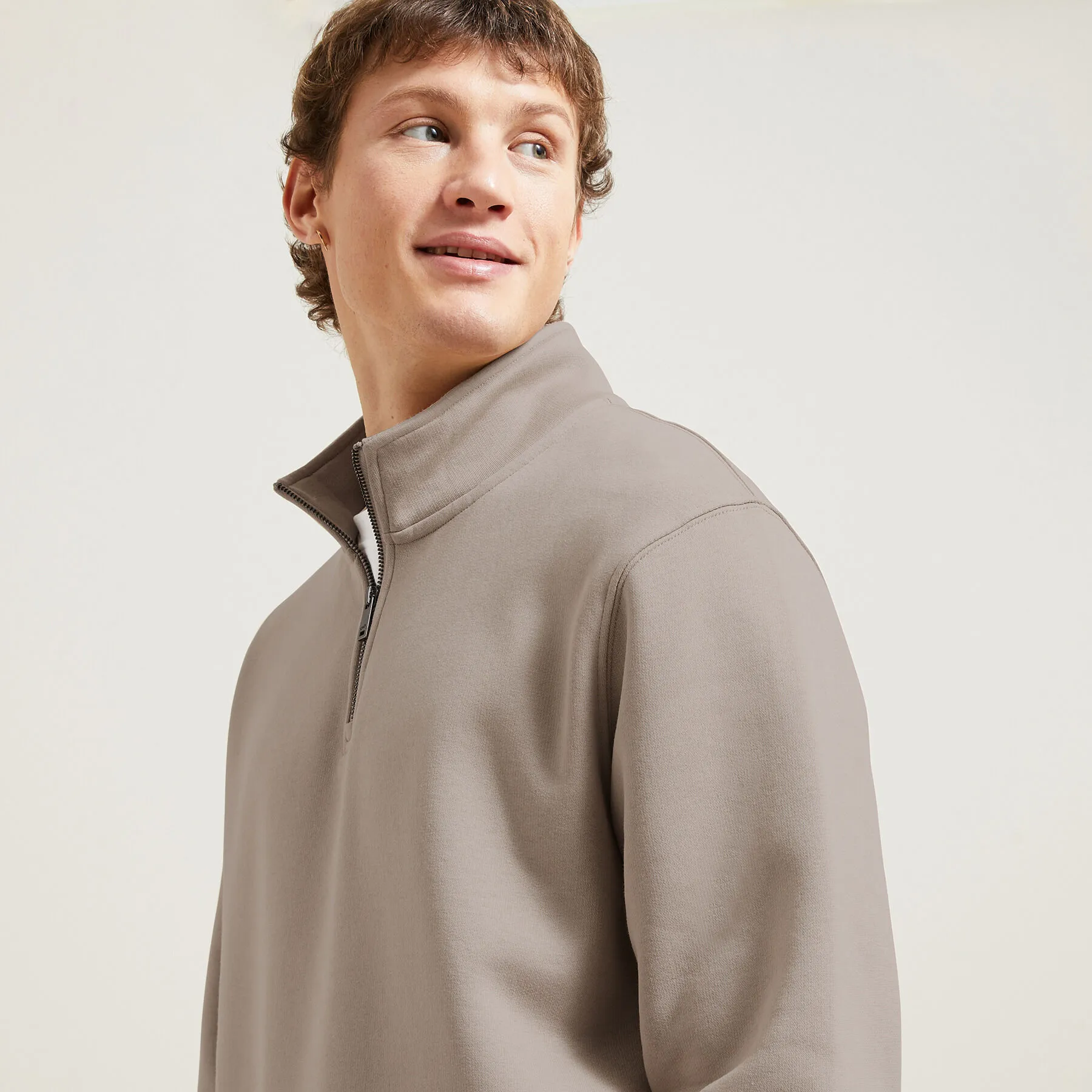 Sweat à col montant zippé Beige | Jules