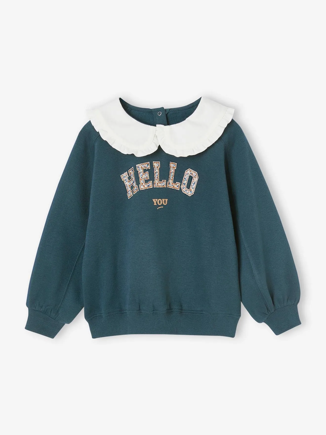 Sweat romantique col Claudine fille marine - Vertbaudet