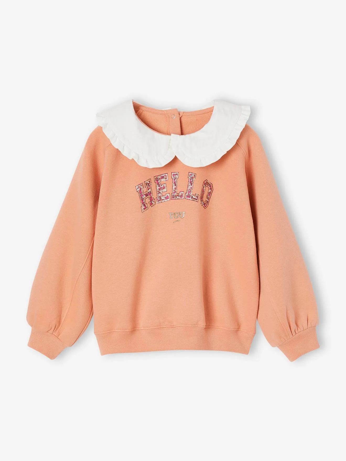 Sweat romantique col Claudine fille marine - Vertbaudet