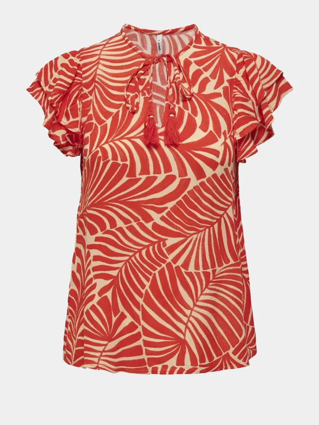 T-shirt col noué chiara rouge femme - Only | wimod