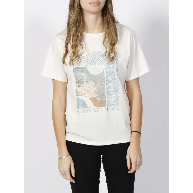 T-shirt col v hellas blanc femme - Deeluxe | wimod