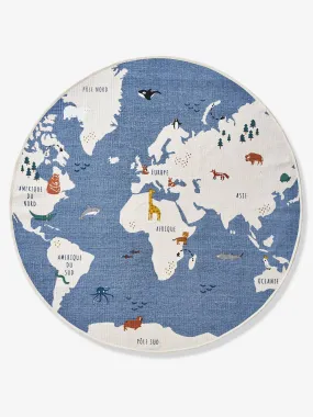 Tapis rond Mappemonde bleu / multicolore - Vertbaudet