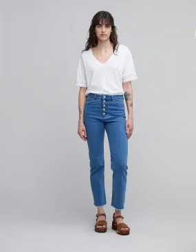 Tee-shirt blanc bijou col et manche Femme