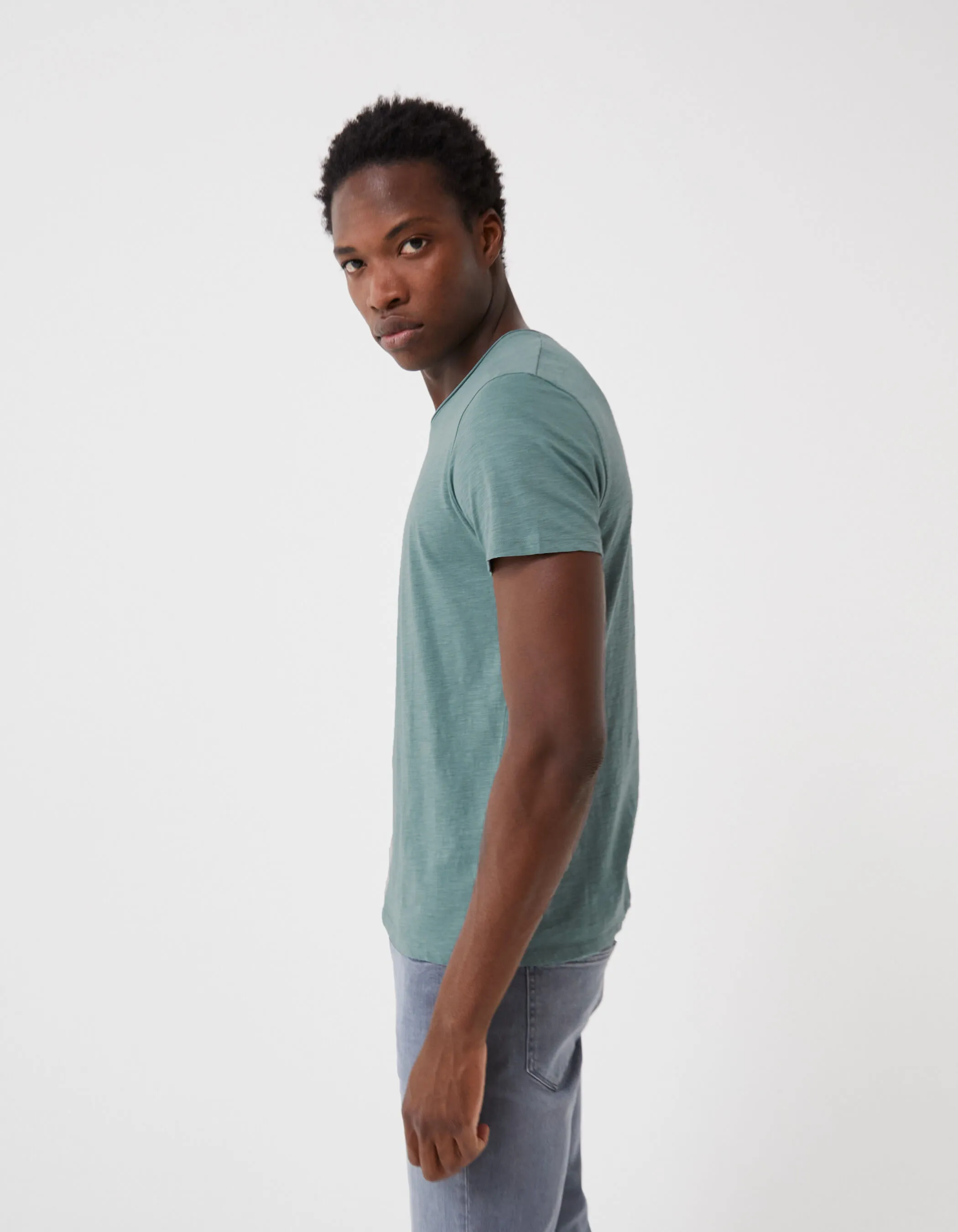Tee-shirt L'Essentiel aqua col V Homme