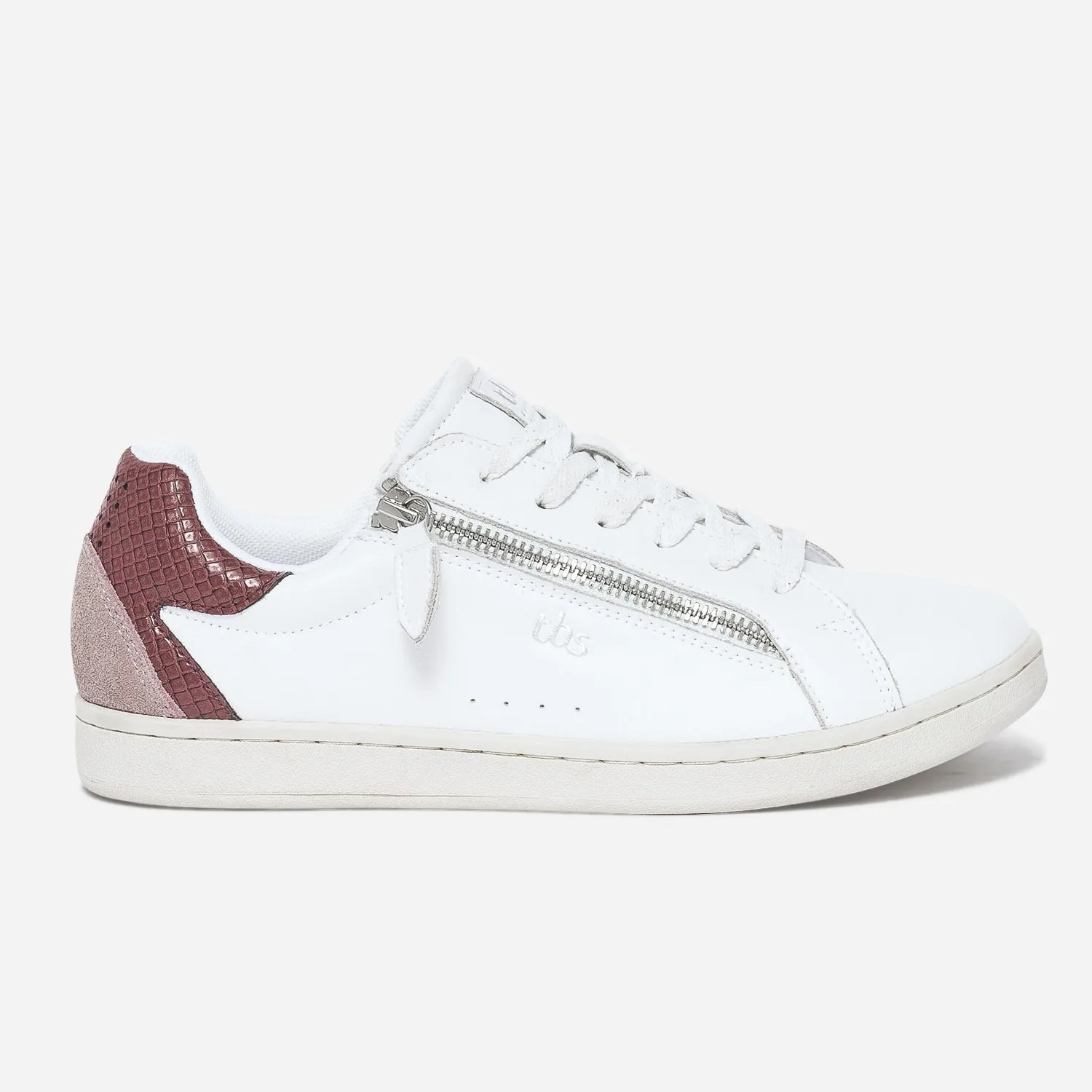 Tennis TBS blanche en cuir à zip - Baskets / Tennis Femme | ERAM