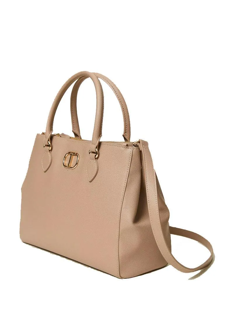 Twinset Oval T Sac Fourre-Tout Avec Bandoulière Taupe Clair - Achetez À Prix Outlet!