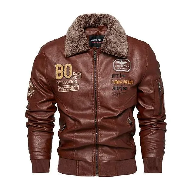 Veste cuir col fourrure homme - Look Homme