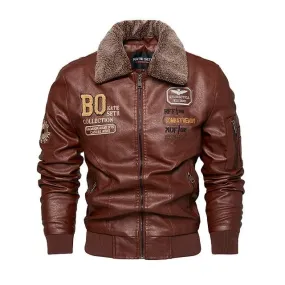 Veste cuir col fourrure homme - Look Homme